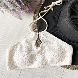Roxy Halter White Crop Top Bikini Size S/P/CH